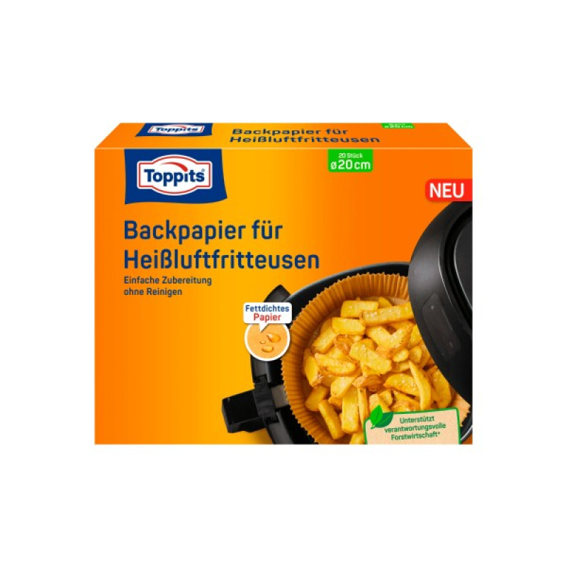 Toppits Airfryer Cepampapīrs 20cm, 20 gab.