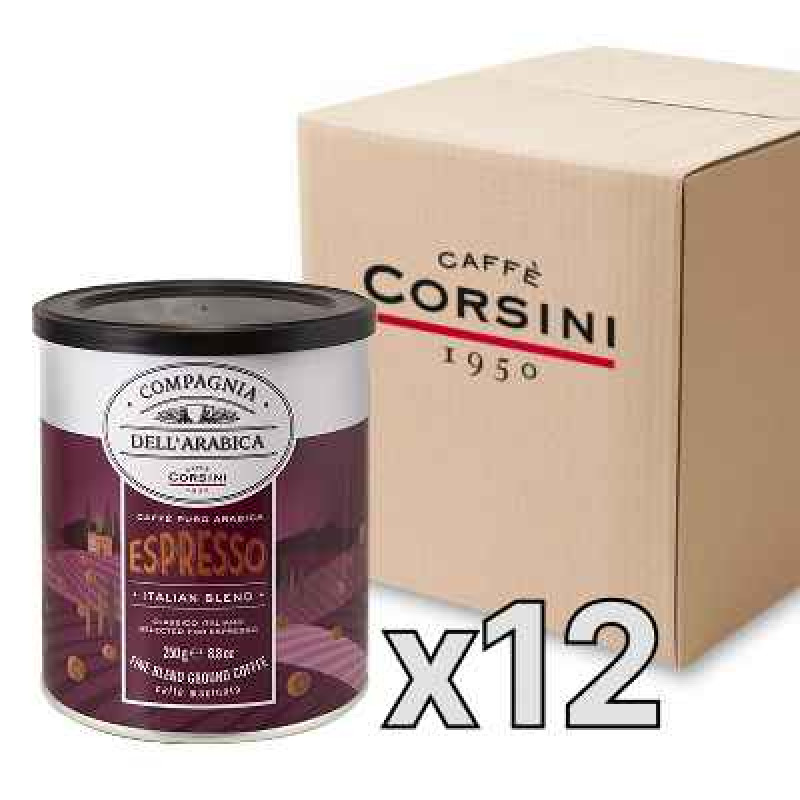 Caffe Corsini Compagnia dell'Arabica Espresso Arabica malta kafija, 250g bundžā, kaste
