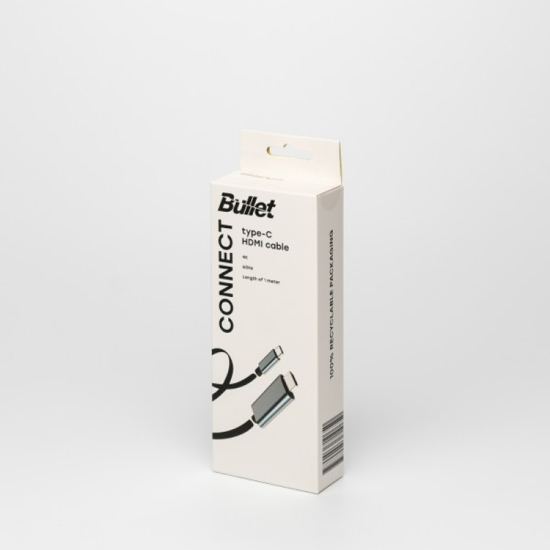 Bullet Type C - HDMI vads 1m 4K 60Hz, melns