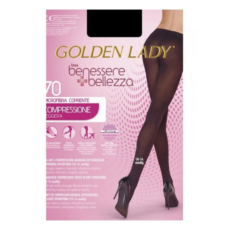 Golden Lady Benessere Bellezza 70den 3-M NERO kompresijas zeķubikses