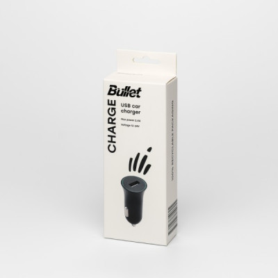 Bullet USB auto lādētājs 5V 2.4A 12W