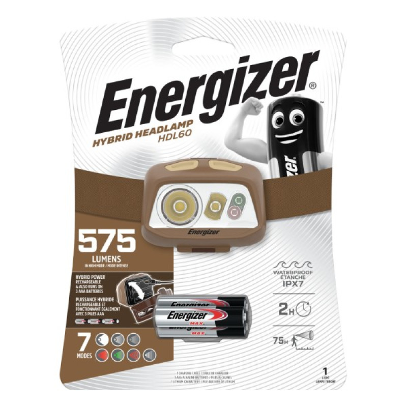 ENERGIZER HYBRID LED galvas lukturis 575lm +3xAAA