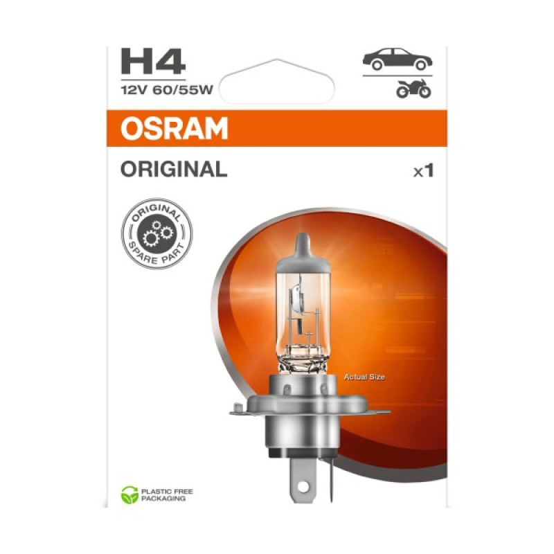 Osram auto H4 64193-1BL 60/55W 12V P43T 10XBLI1DK spuldze