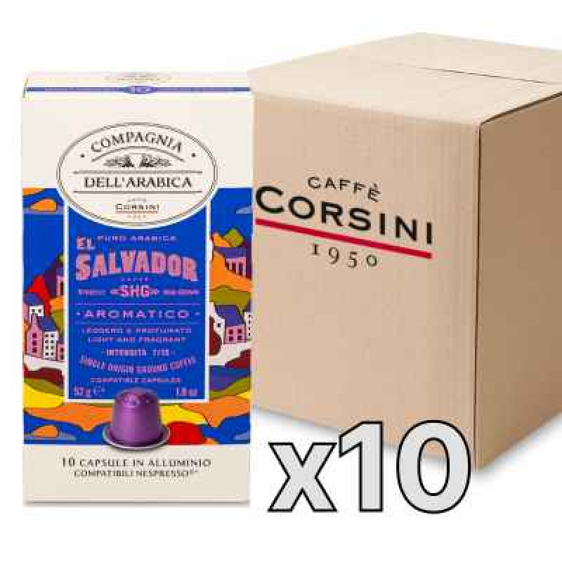 Caffe Corsini Compagnia dell'Arabica El Salvador kafijas kapsulas, 10 x 5,2g, kaste