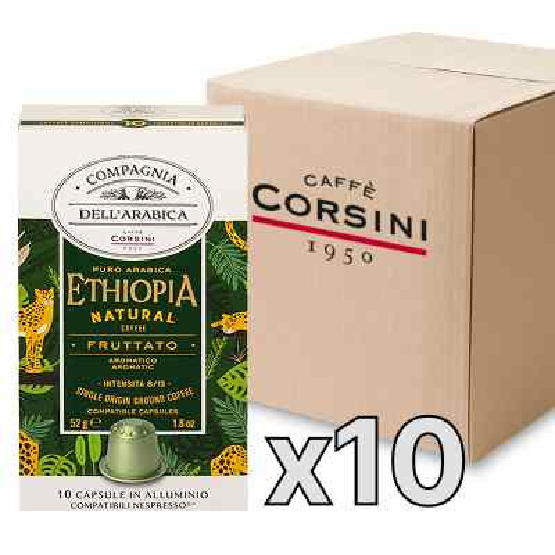 Caffe Corsini Compagnia dell'Arabica Ethiopia kafijas kapsulas 10 x 5,2g, kaste