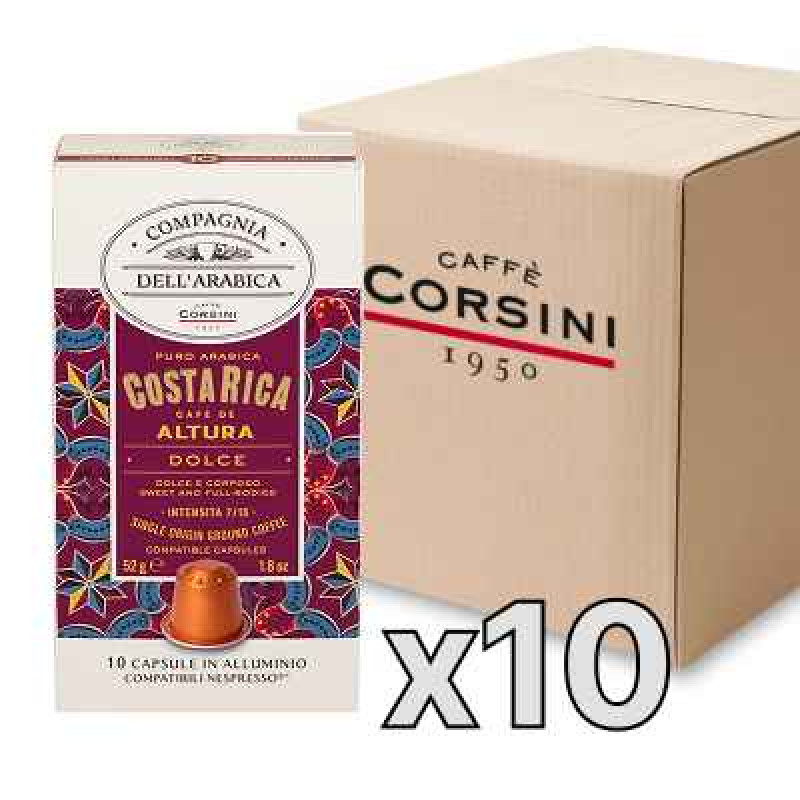 Caffe Corsini Compagnia dell'Arabica Costa Rica kafijas kapsulas, 10 x 5,2 g, kaste