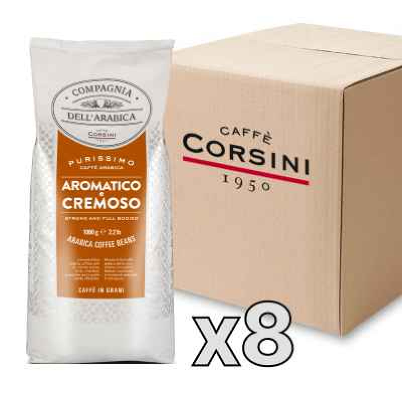 Caffe Corsini Compagnia dell'Arabica Aromatico e Cremoso kafijas pupiņas, 1kg, kaste