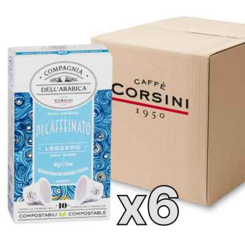 Caffe Corsini Compagnia dell'Arabica Decaffeinato kafijas kapsulas 10 x 5,2g, kaste