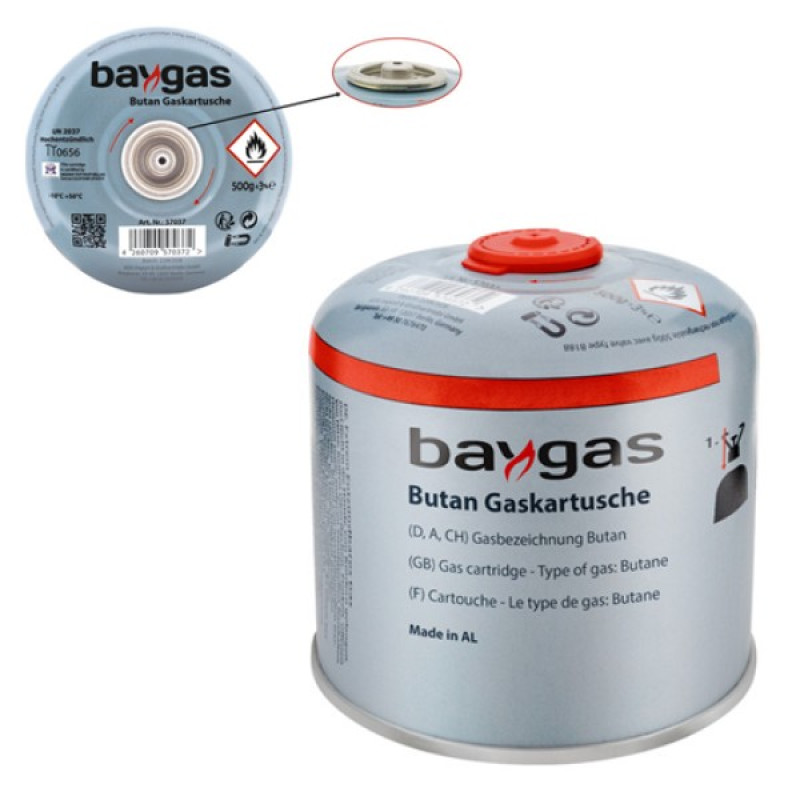 Baygas butāna gāzes balons 500g 990ml ar skrūvējamu vāku