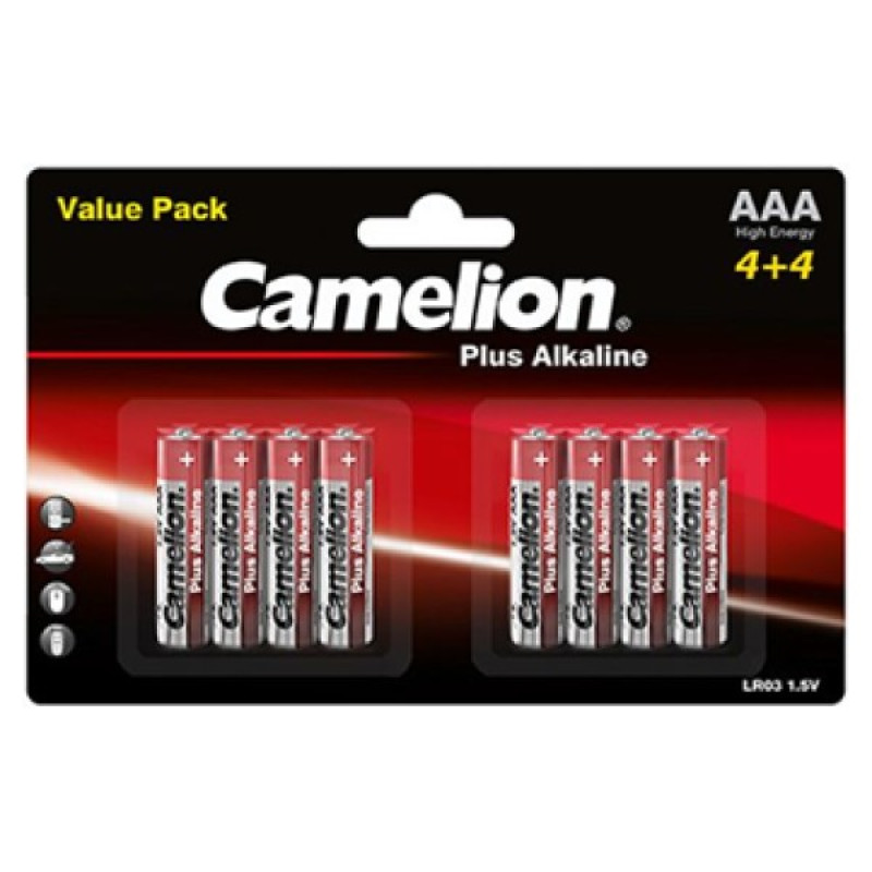 Camelion AAA B8 (4+4) alkaline baterijas