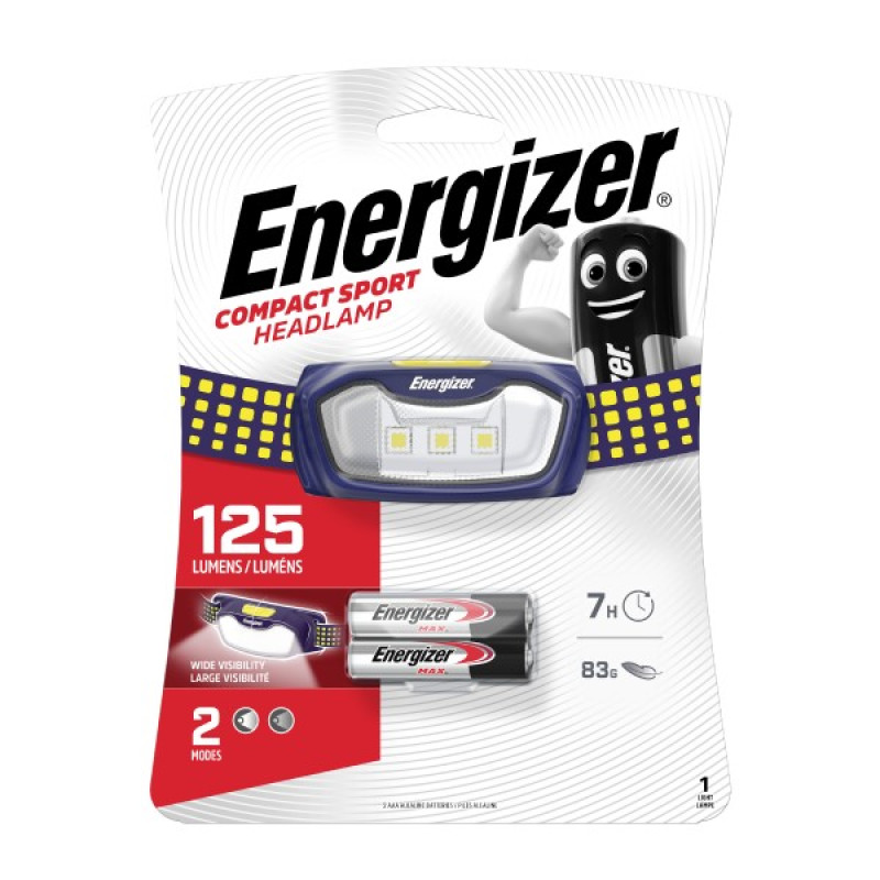 ENERGIZER Compact Sport galvas lukturis +2xAAA, 125lm