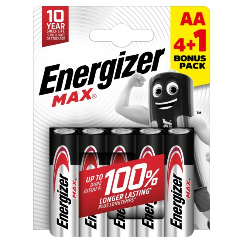 ENERGIZER MAX new AA B4+1 1.5V Alkaline baterijas