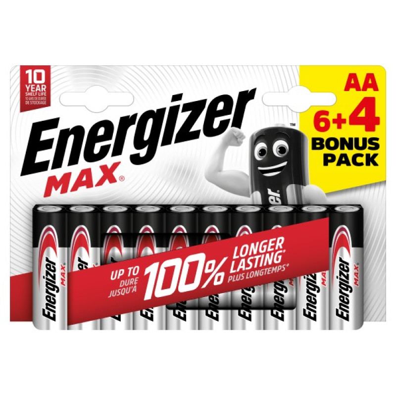 ENERGIZER MAX new AA B6+4 1.5V Alkaline baterijas