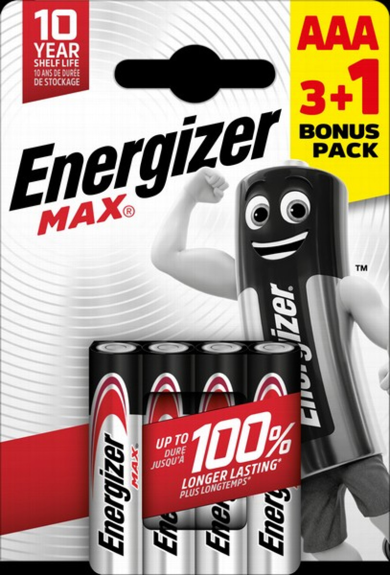 ENERGIZER MAX new AAA B3+1 1.5V Alkaline baterijas