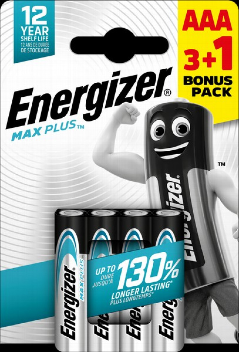 ENERGIZER MAX PLUS new AAA B3+1 1.5V Alkaline baterijas