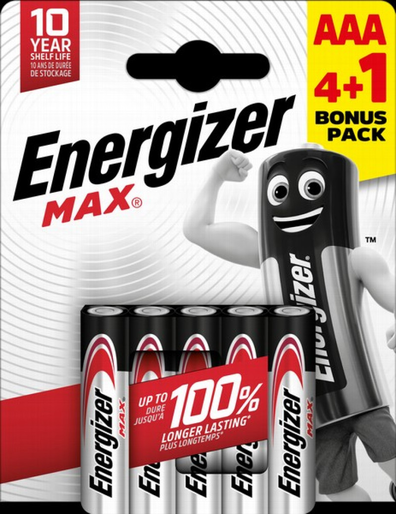ENERGIZER MAX new AAA B4+1 1.5V Alkaline baterijas