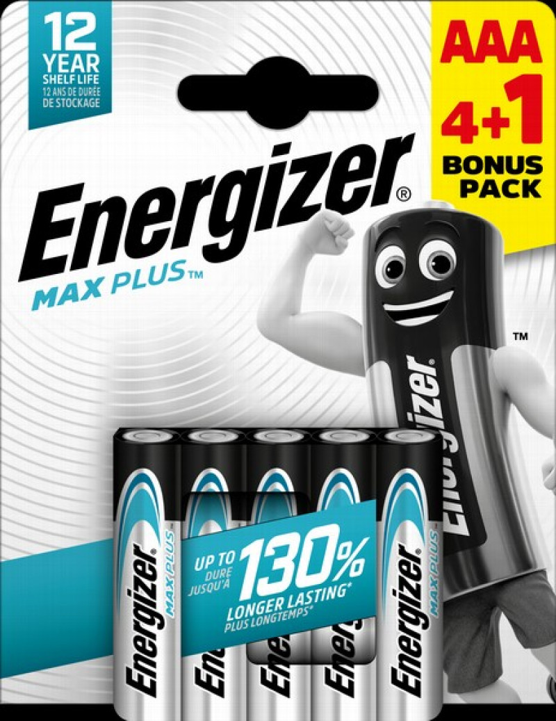 ENERGIZER MAX PLUS NEW AAA B4+1 1.5V Alkaline baterijas
