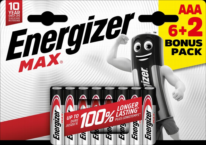 ENERGIZER MAX new AAA B6+2 1.5V Alkaline baterijas
