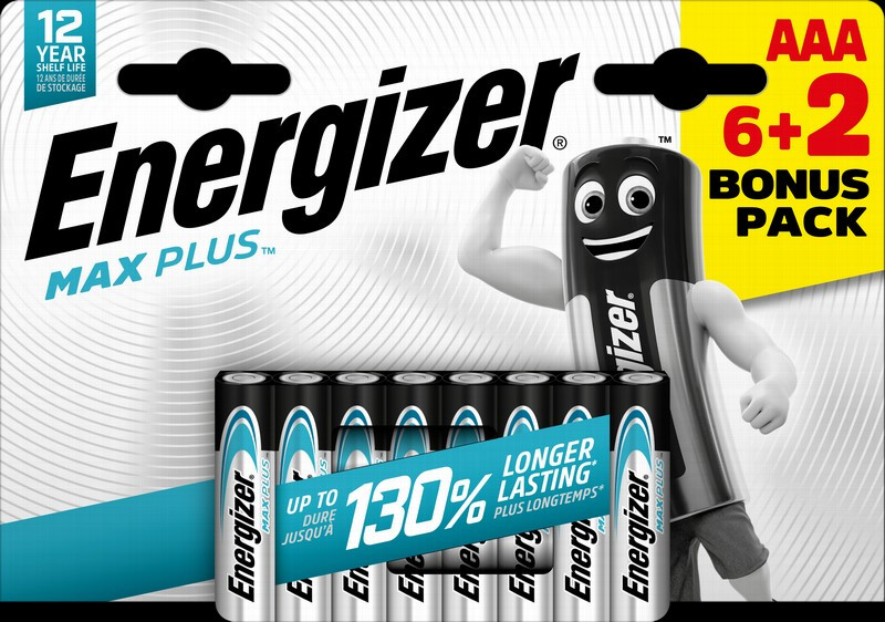 ENERGIZER MAX PLUS AAA B6+2 1.5V Alkaline baterijas