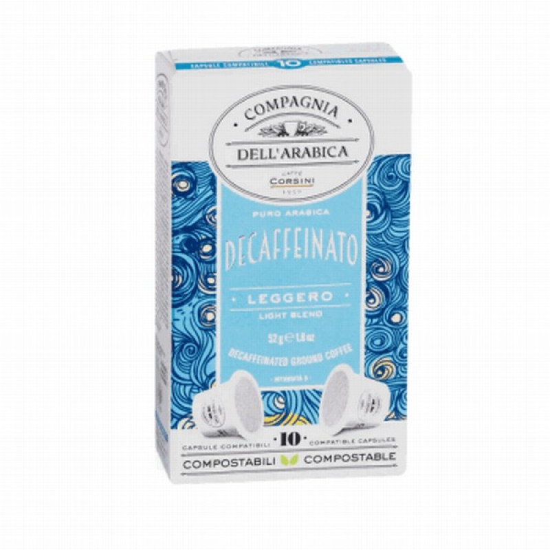 Caffe Corsini Compagnia dell'Arabica Decaffeinato kafijas kapsulas 10 x 5,2g