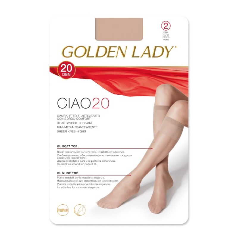 Golden Lady Ciao 20den MELON pusgarās zeķes 2 pāri