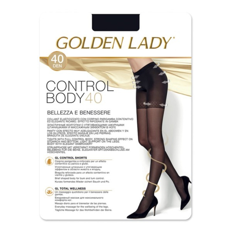 Golden Lady Control Body 40den 4-L NERO zeķubikses