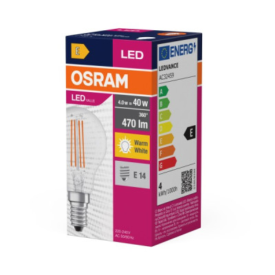 Ledvance OS LED value CLP40 4W/827 FIL E14 spuldze