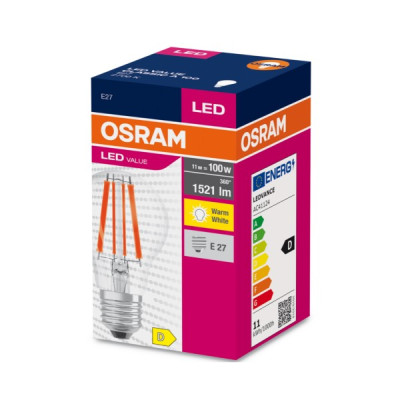 Ledvance OS LED value CLA100 11W/827 E27 230V FIL spuldze