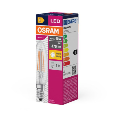 Ledvance OS LED value CLB40 4W/827 E14 FIL spuldze