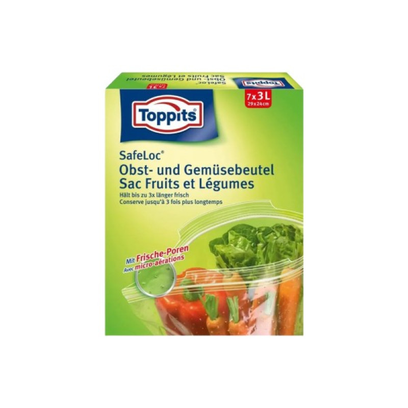 Toppits Ziploc maisiņi produktu uzglabāšanai dārzeņiem, 7 gab.