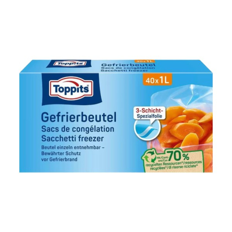 Toppits Maisiņi produktu saldēšanai 1L, 40 gab.