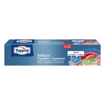 Toppits Maisiņi produktu saldēšanai 3L, 15 gab. ar SafeLoc® aizdari