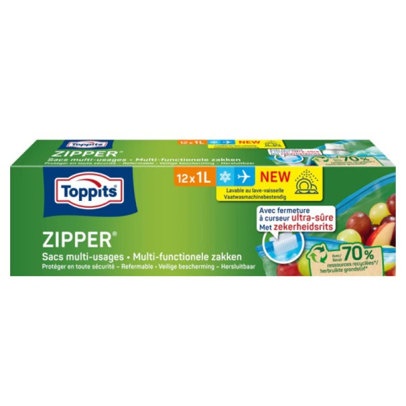 Toppits Zipper maisiņi produktu uzgalbāšanai 3L, 8 gab.