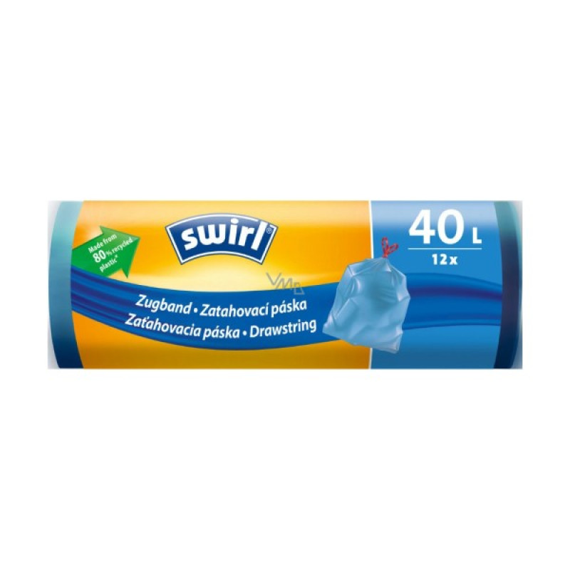 Swirl 12 gab.x40L atkritumu maisiņi ar savilcēju (zili)