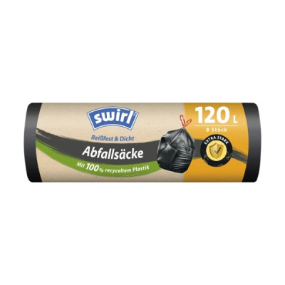Swirl 8 gab.x 120L atkritumu maisiņi ar savilcēju (melni)