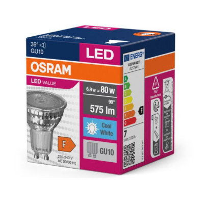Ledvance OS LED value PAR16 80 36° 6.9W/840 Gu10 spuldze