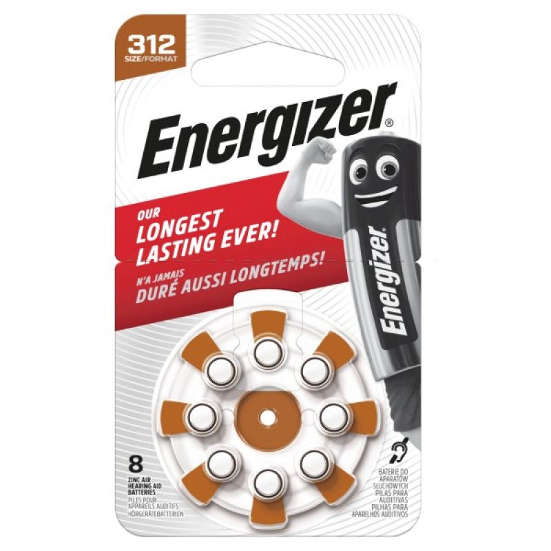 ENERGIZER 312 B8 Zinc Air dzirdes baterijas