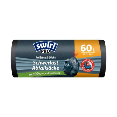 Swirl 12 gab.x60L profesionālie lieljaudas atkritumu maisi